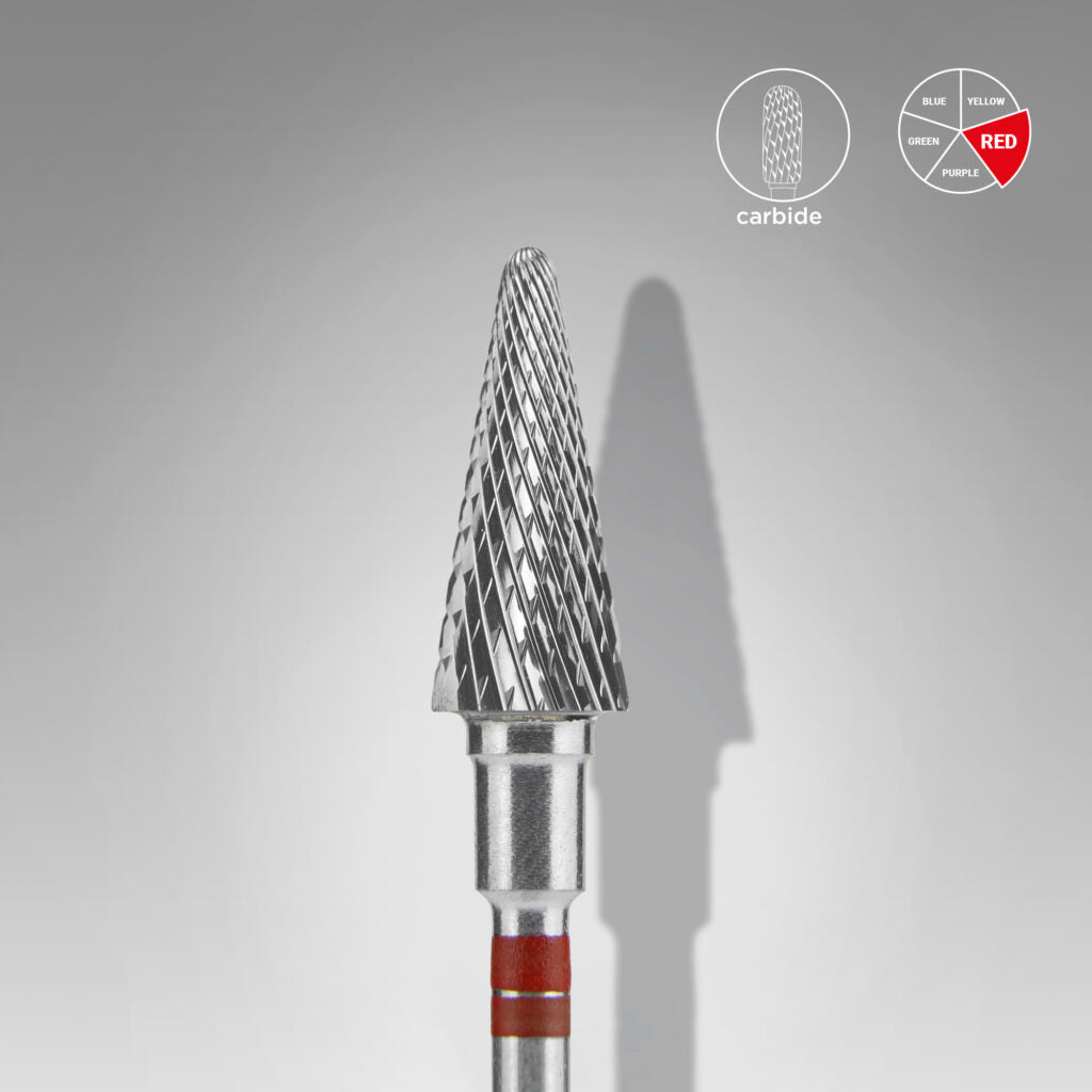 Foret en carbure, « cône », rouge, GAUCHER diamètre tête 6 mm, partie active 14 mm