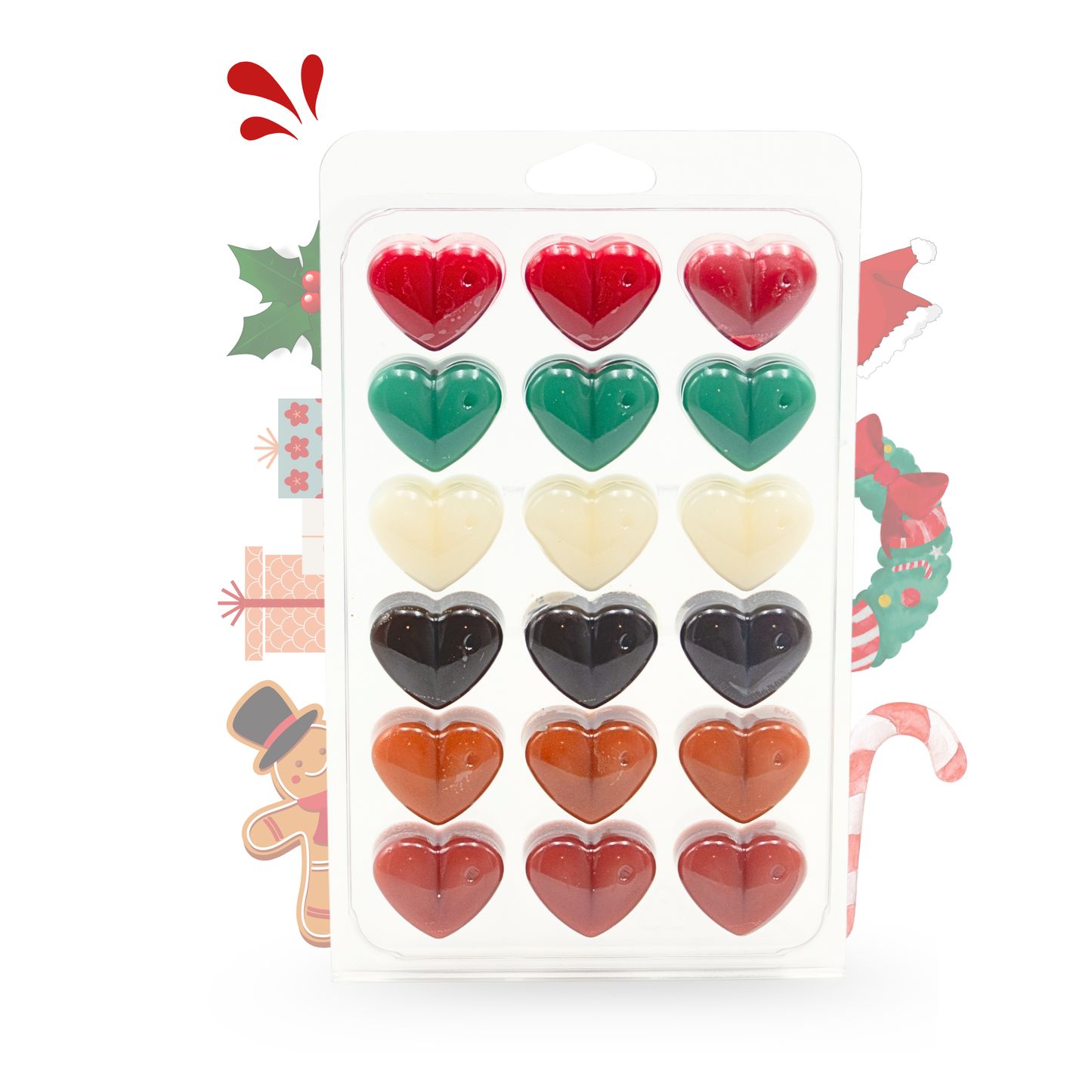 Coffret de 18 galets de cire parfumée cœur
