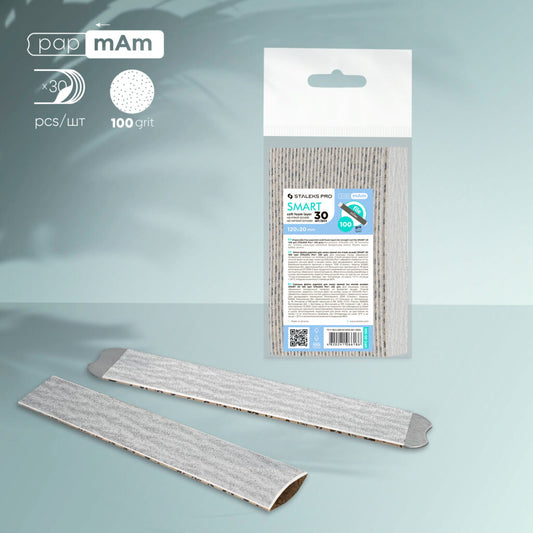 Limes jetables papmAm (base souple) pour lime à ongles simple Staleks Pro Smart 20, grain 100 (30 pièces)