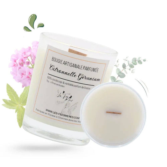 Petite bougie parfumée citronnelle géranium