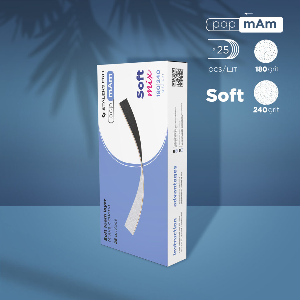 Limes jetables double face papmAm Mix sur une couche de mousse souple EXPERT 20 180/240 grain (25 pièces)