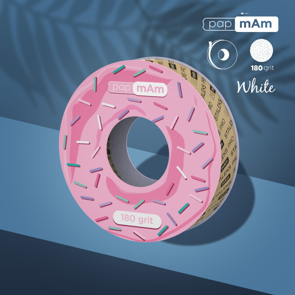 RECHARGE Ruban abrasif blanc jetable papmAm EXPERT grain 180 pour l’étui en plastique (Donut)